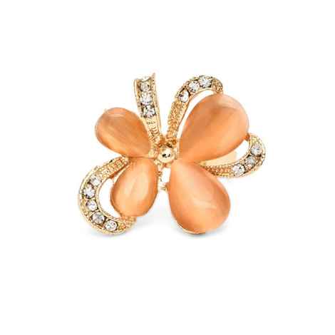 Buy Golden Peacock Light Peach Floral Shaped Finger Ring - Purplle