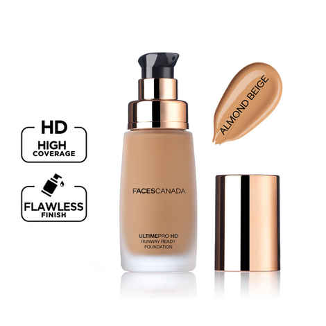 FACES CANADA Ultime Pro HD Runway Ready Foundation - Almond Beige, 30 ml | Radiant Flawless Finish | HD High Coverage | Blends Easily | Longwear | Natural Dewy Skin