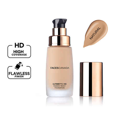 FACES CANADA Ultime Pro HD Runway Ready Foundation - Natural, 30 ml | Radiant Flawless Finish | HD High Coverage | Blends Easily | Longwear | Natural Dewy Skin