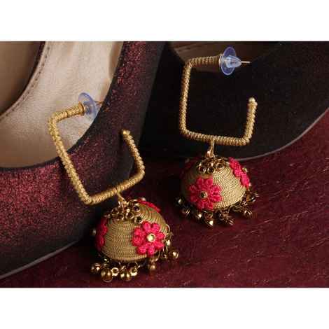 Kord Store Contemporary Silk Thread Jhumki Earring for Girls and Women KSEAR70087