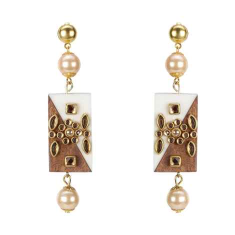Buy Crunchy Fashion Multicoloured Wooden Drop Earring - Purplle