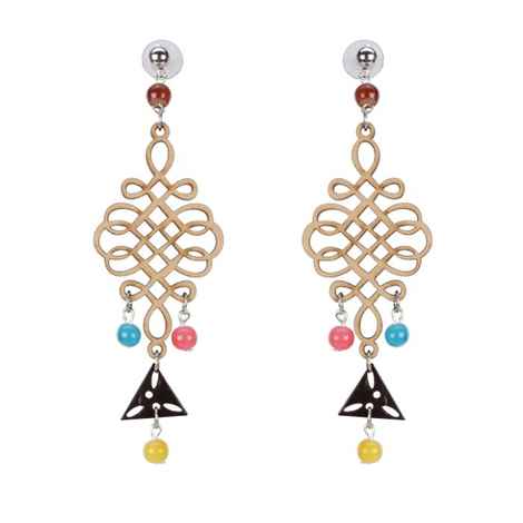 Buy Crunchy Fashion Multicolored Wooden Dangler Earring - Purplle