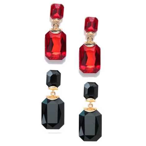 Buy Crunchy Fashion Red & Black Crystal Stud Earring Combo - Purplle