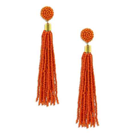 Buy Crunchy Fashion Orange Beaded Tassel Earrings - Purplle