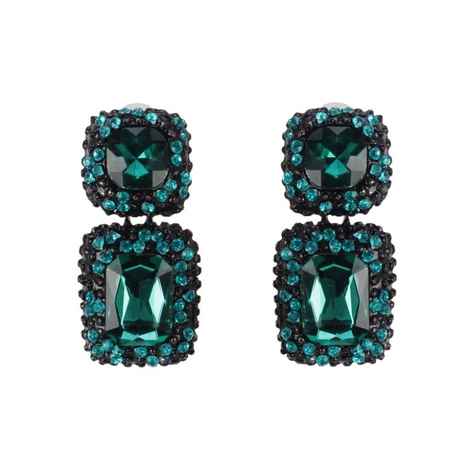 Buy Crunchy Fashion Big Green Crystal Dangler Earring - Purplle