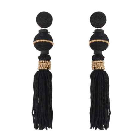 Buy Crunchy Fashion Black Drop Tassel Earrings - Purplle