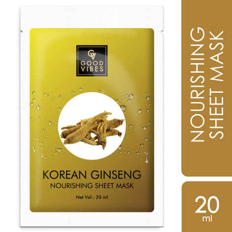 Buy Good Vibes Korean Ginseng Nourishing Sheet Mask | Anti-Ageing, Boosts Collagen, Brightening | No Animal Testing (20 ml) - Purplle
