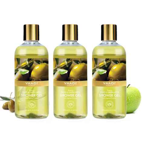 Buy Vaadi Herbals Breezy Olive & Green Apple Shower Gel Value Pack of 3 (300 ml x 3) - Purplle