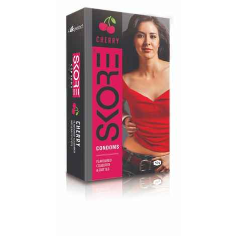 Buy Skore Condoms Cherry 10's with 1500+ Raised Dots - Purplle