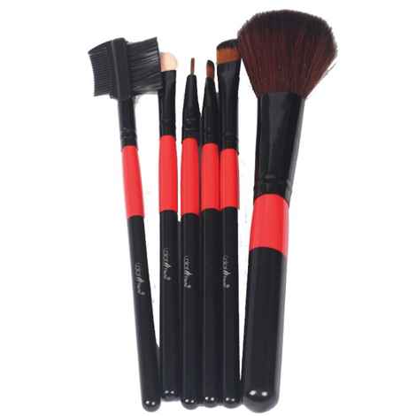 Color Fever an attitude in colors Makeup Brush Set of 6 - Black and Red