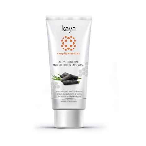 Kaya Activated Charcoal Anti-Pollution Face Wash with activated bamboo charcoal to gently clean pores for normal to oily skin 50 ml