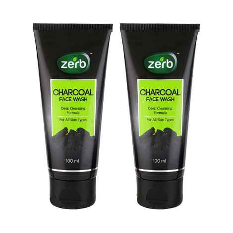 Buy Zerb Charcoal Face Wash Deep Cleansing Formula And Activated Charcoal Suitable For All Skin Types - Pack Of 2 (100 ml) Each - Purplle