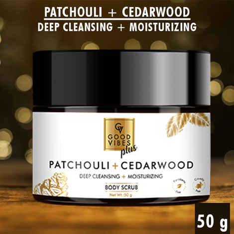 Buy Good Vibes Plus Deep Cleansing + Moisturizing Body Scrub - Patchouli + Cedarwood (50 gm) - Purplle