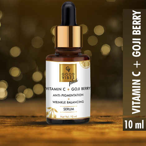 Buy Good Vibes Vitamin C & Goji Berry Depigmentation & Wrinkle Balancing Face Serum | Lightening | With Aloe Vera | No Parabens, No Sulphates (10 ml) - Purplle