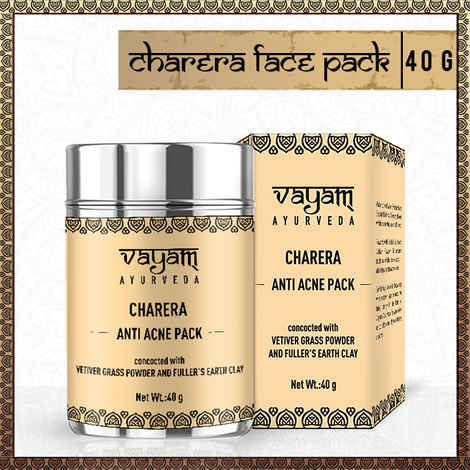 Vayam Ayurveda Charera Anti Acne Face Pack concocted with Vetiver Grass Powder and Fuller's Earth Clay (40 g) | Ayurvedic | Natural | Herbal | Pure | Sulphate free | Paraben Free