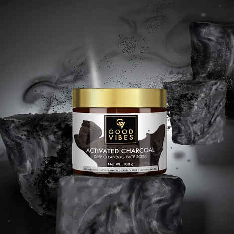 Buy Good Vibes Activated Charcoal Deep Cleansing Face Scrub | Anti-Acne, Blackhead | With Almond Oil | No Parabens, No Sulphates, No Mineral Oil (100 g) - Purplle