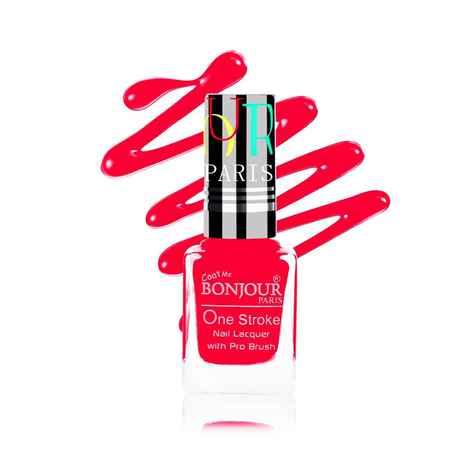 Bonjour Paris Coat Me Flourescent Neon Satin Matte Finish Long Lasting Nail Polish with Quick Dry Formulation, Neon Red( 9 ml)