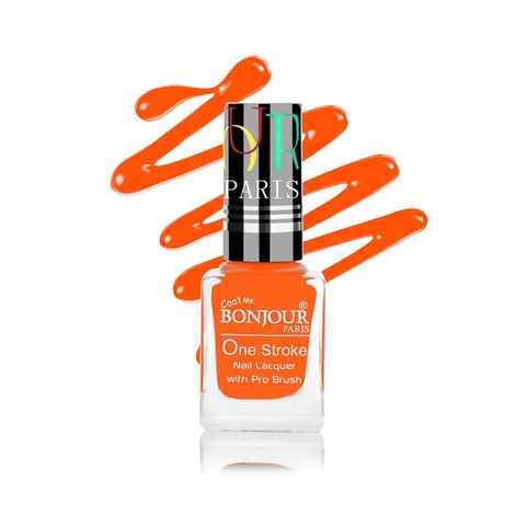Bonjour Paris Coat Me Flourescent Neon Satin Matte Finish Long Lasting Nail Polish with Quick Dry Formulation, Neon Orange( 9 ml)