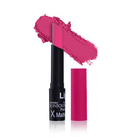 Bonjour Paris Coat Me Satin Matte Lipstick Enriched with Moisturizer and UV Rays Protection, Scarlet - Pink (3.5 g)