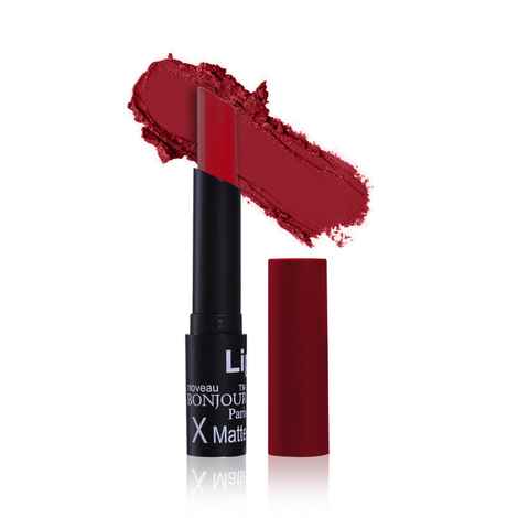 Bonjour Paris Coat Me Satin Matte Lipstick Enriched with Moisturizer and UV Rays Protection, Ruby - Red (3.5 g)