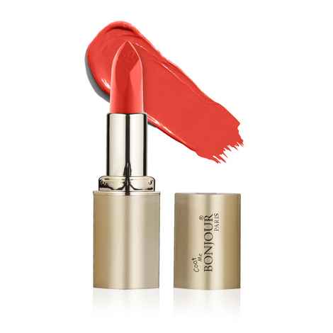 Bonjour Paris Coat Me Creme Lipstick Vitamin E Enriched Long Stay Super Smooth and Soft, Coral - Red Orange (4.2 g)
