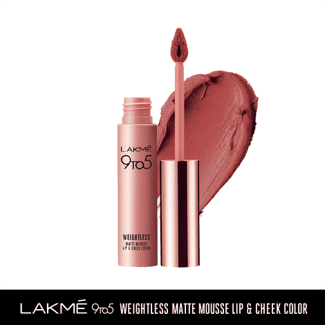 Lakme 9 To 5 Weightless Matte Mousse Lip & Cheek Color - Nude Cushion (9 gm)