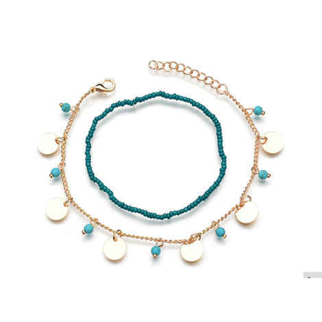 Buy Ferosh Coral Turquoise Anklet - 2 Pcs Anklet - Purplle