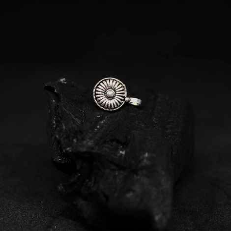 Buy Ferosh Floral Silver Disc Oxidised Nose Pin - Purplle