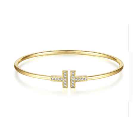 Buy Ferosh Gold T Shape Cuff Bracelet - Purplle