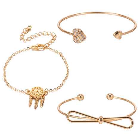 Buy Ferosh Dream Catcher Bow Love Cuff Set - Set of 3 Cuff Bracelet Set - Purplle