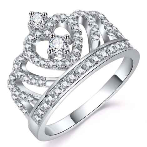 Buy Ferosh Princess Crown Silver Diamond Ring - Purplle