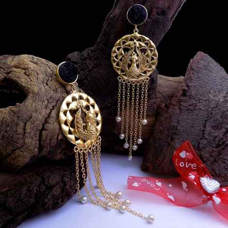 Buy Ferosh Kaisha Gold Chained Statement Ethnic Earrings - Purplle