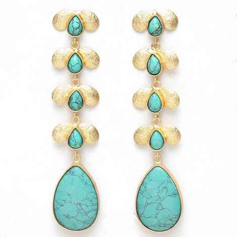 Buy Ferosh Pariyat Turquoise Golden Drop Earrings - Purplle
