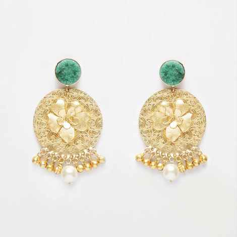 Buy Ferosh Floral Motif's Drop Earrings - Purplle