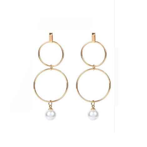 Buy Ferosh Mirona Open Circle Golden Drop Earrings - Purplle