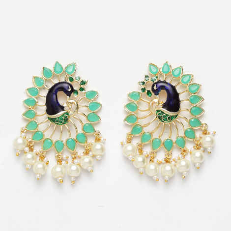 Buy Ferosh Aparna Turquoise Artistic Peacock Earrings - Purplle