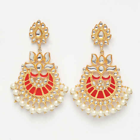 Buy Ferosh Mehar Red Pearl Ethnic Earrings - Purplle