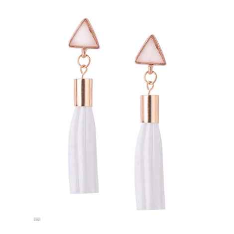 Buy Ferosh White Leather Tassel Earrings - Purplle