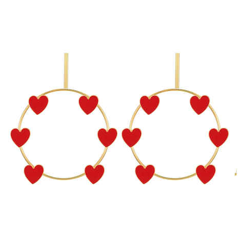Buy Ferosh Red Hearts Open Circle Earrings - Purplle