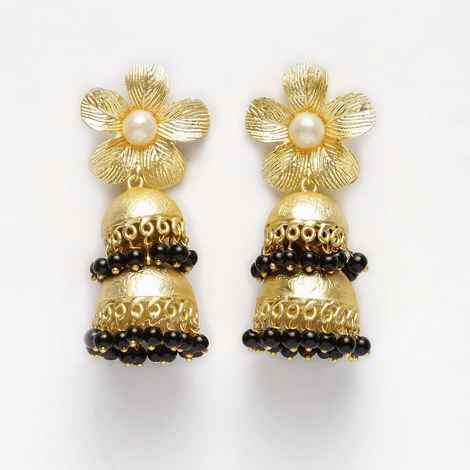 Buy Ferosh Arunya Floral Gold Double Jhumka Earrings - Purplle