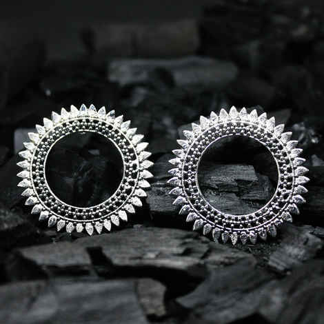 Buy Ferosh Umang Oxidized Silver Statement Earrings - Purplle