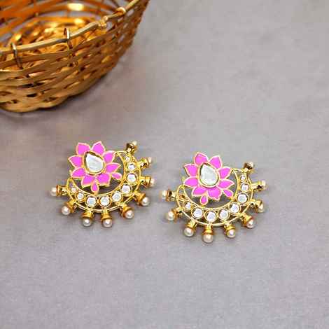 Buy Ferosh Varina Floral Pink Gold Ethnic Earrings - Purplle