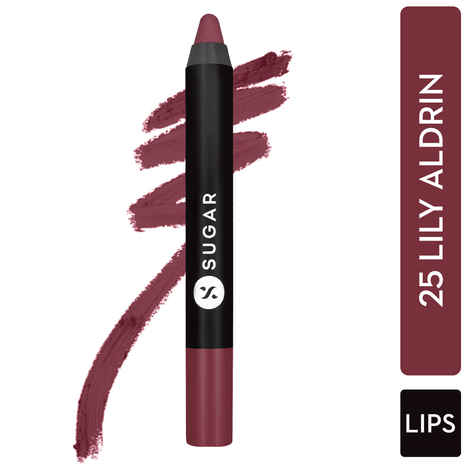 Buy SUGAR Cosmetics Matte as Hell Crayon Lipsticks for Women | Lasts Up To 8+ Hours | Lip Crayon with Sharpener | 2.8 gm - 25 Lily Aldrin - Purplle