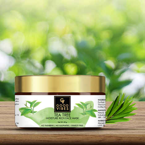 Buy Good Vibes Tea Tree Moisture Rich Face Mask | Anti-Acne, Cleansing, Soothing | No Parabens, No Sulphates, No Mineral Oil, No Animal Testing (50 g) - Purplle