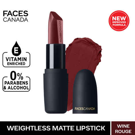 Buy Faces Canada Weightless Matte Lipstick |Jojoba and Almond Oil enriched| Highly pigmented | Smooth One Stroke Weightless Color | Keeps Lips Moisturized | Shade - Wine Rouge 4.5g - Purplle