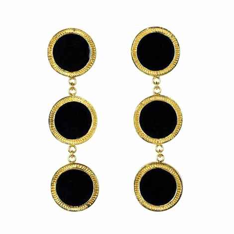 Buy Ferosh Lola Black Golden Tri-Layered Drop Earrings - Purplle