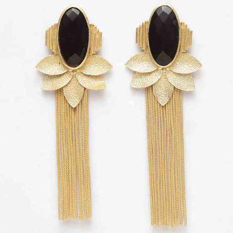 Buy Ferosh Aili Black Stone Golden Shower-Drop Tassel Earrings - Purplle