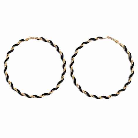 Buy Ferosh Alexina Golden Black Hoop Earrings - Purplle
