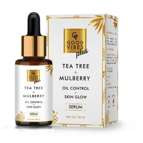 Good Vibes Tea Tree + Mulberry Skin Glow & Oil Control Serum | Anti-Ageing| With Castor Oil | No Parabens, No Sulphates, No Silicones (30 ml)