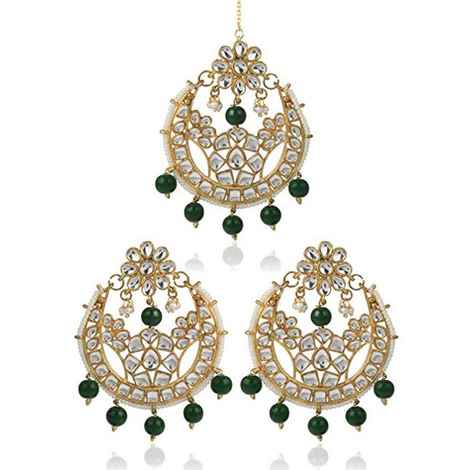 Buy Karatcart GoldPlated Fashion Chandbali Dangler Stylish Fancy Party Wear Earrings with Maang-Tikka For Women - Purplle